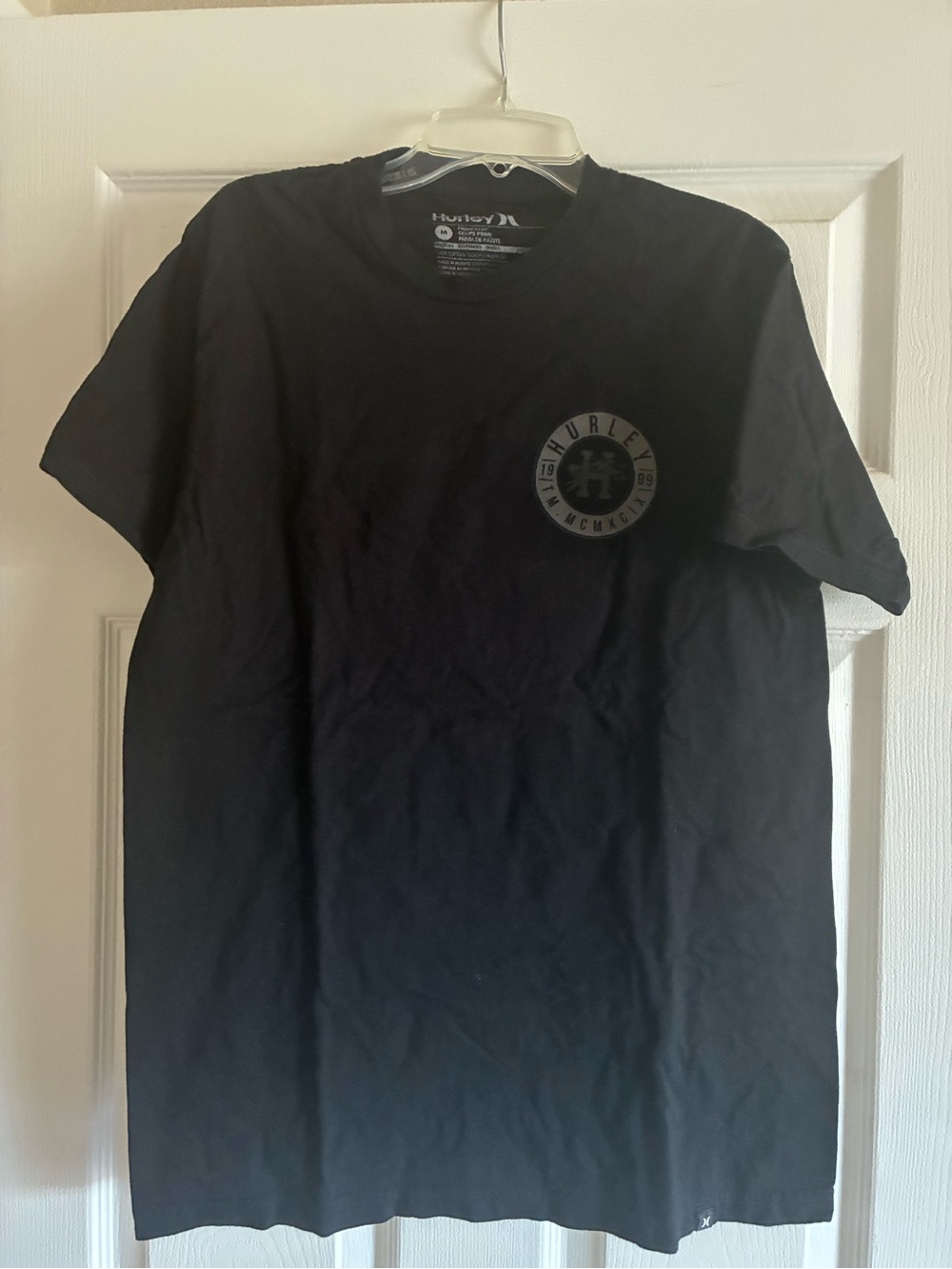 Hurley Black Short-Sleeve Crew Tee with Chest Emblem